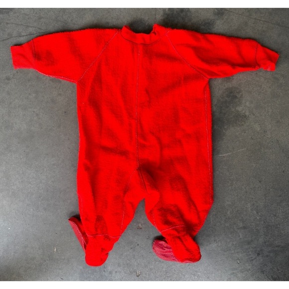 VTG Nitey Nite Sleeper Blanket Red Small Footed Full Zip Acrylic Cotton - Picture 4 of 5